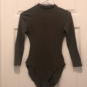 Olive green mock neck long sleeve body shirt